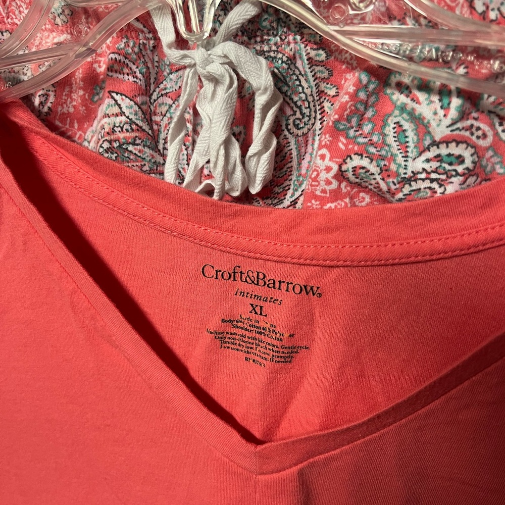Croft & Barrow Coral Short Sleeve pajama set - Picture 2 of 4